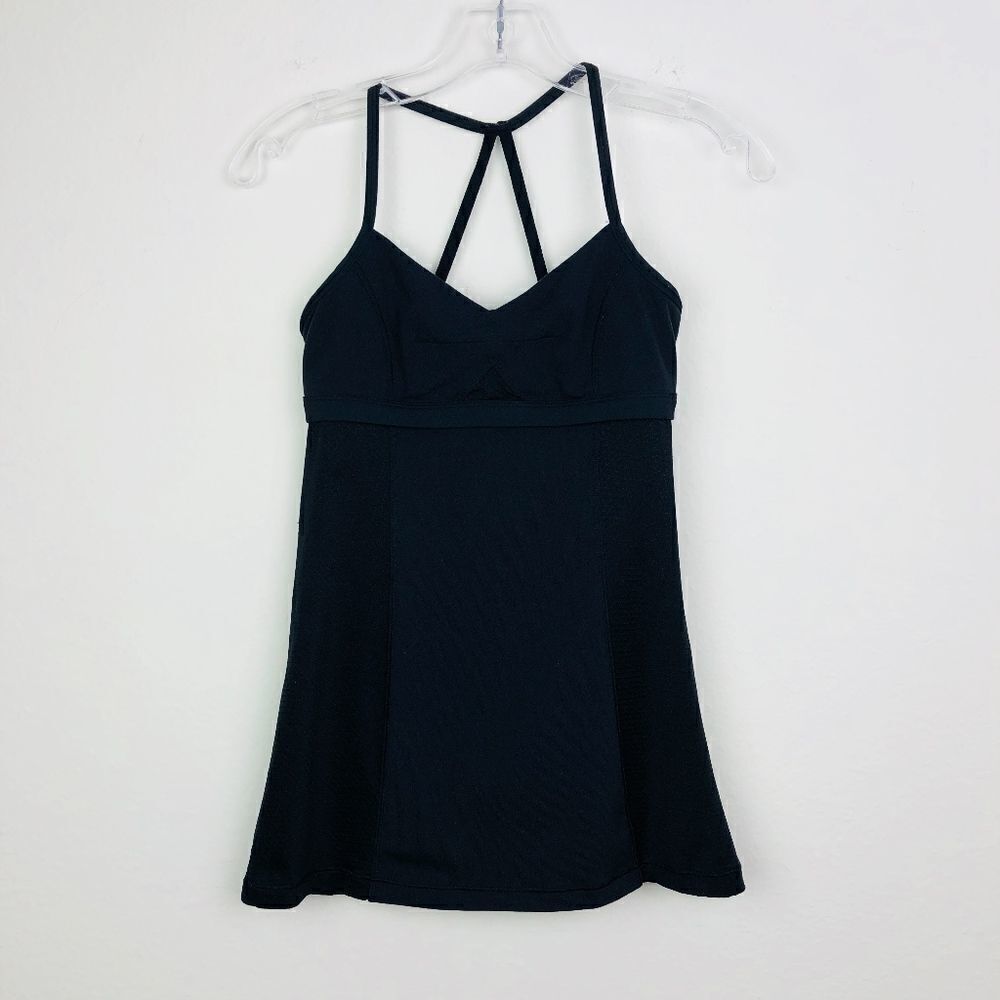 Lululemon Black Tank Top mesh back bra support 2